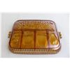 Image 5 : Marigold Carnival Glass Divided Tray Platter - Fruit Pattern