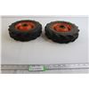 Image 1 : Pair Orange 10" x 2.75" Solid Rubber Wheels