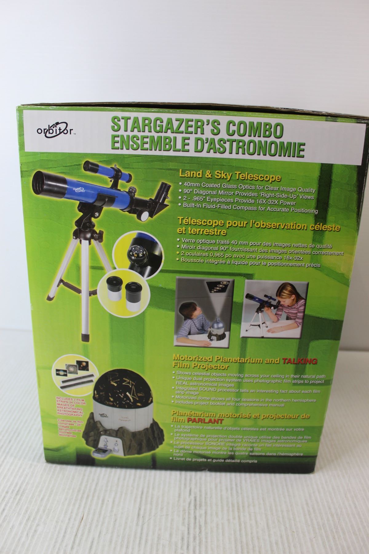 Stargazer's Combo - Land & Sky Telescope, Motorized Planetarium and ...