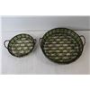 Image 2 : (2) Matching Metal & Glass Basket Style Serving Dishes