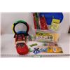 Image 1 : Lot of Art Supplies in Container & Simon Air Game - As Is