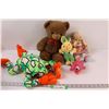 Image 1 : (4) Stuffies: Frog, Bear, Bunny, Doll, & Dog Toy?