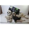 Image 1 : (3) Skull Lawn Stakes - Plastic Skulls & Bones - Battery Operated Bat (working)