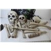 Image 6 : (3) Skull Lawn Stakes - Plastic Skulls & Bones - Battery Operated Bat (working)
