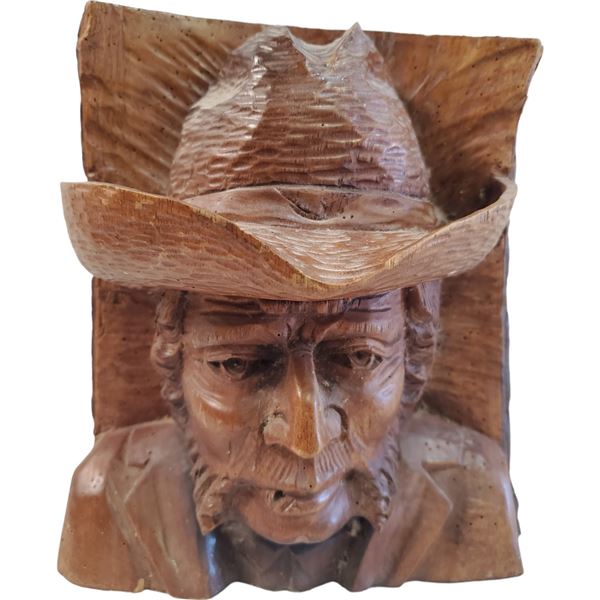 Vintage Carved Live Edge Cowboy