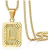 Image 2 : Trendsmax Initial A-Z Letter Pendant Necklace Mens Womens Capital Letter Yellow Gold Plated Stainles