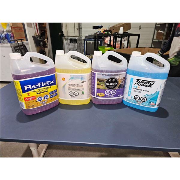 CASE LOT- Lot of 4 Assorted All-Season Windshield Washer Fluid  4x3.78L