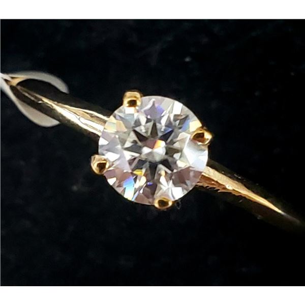 10K Yellow Gold Moissanite(0.5ct) Ring (~Size 6.5) (~weight 1.2g), Made in Canada, Appraised Retail 