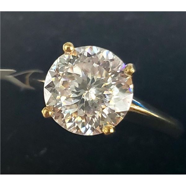 10K Yellow Gold Moissanite(2ct) Ring (~Size 5.5)(~length 0 inches) (~weight 1.9g), Made in Canada, A