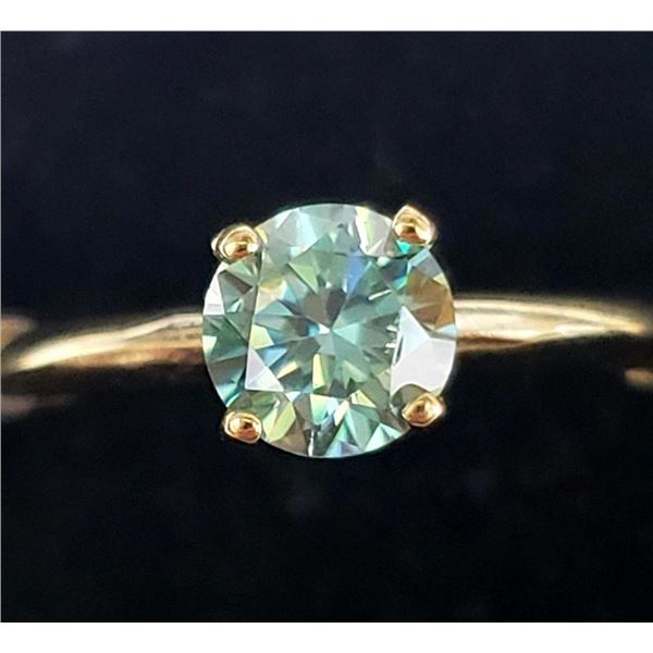 10K Yellow Gold Moissanite(0.75ct) Ring (~Size 6.5) (~weight 1.13g), Made in Canada, Appraised Retai
