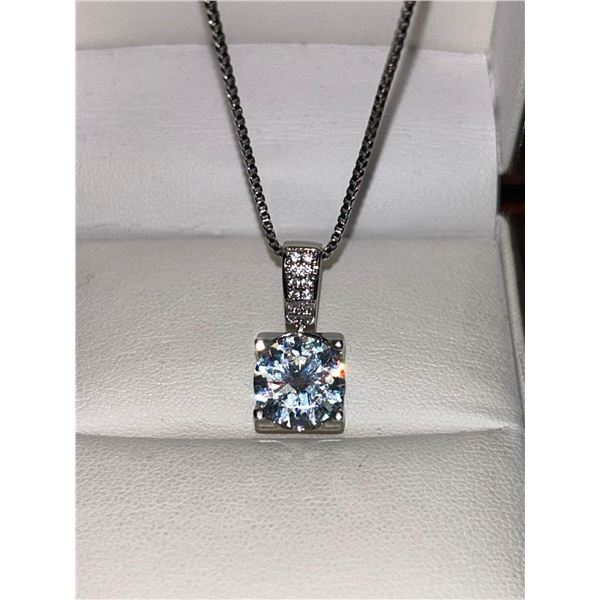 New Solitaire Stone .80 Carat Hanging Pendant with box link chain Set