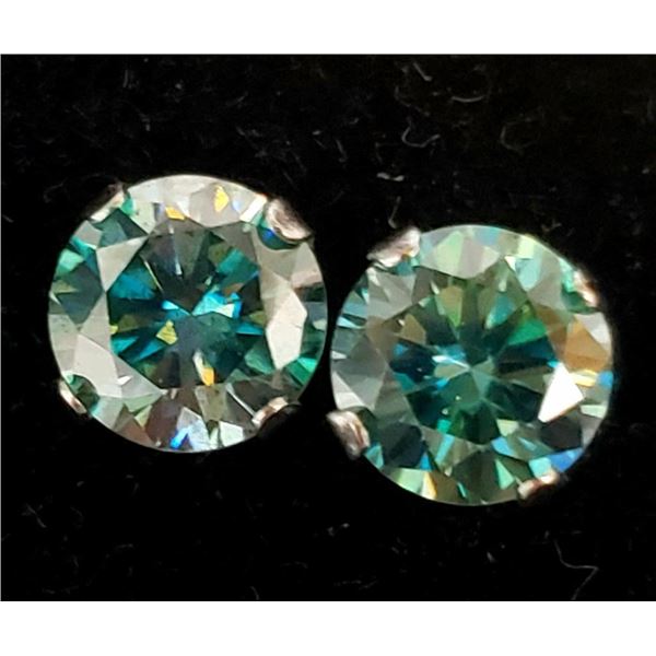 10K White Gold Blue Moissanite(1.4ct) Earrings, Suggested Retail Value $500