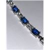 Image 2 : Natural Kyanite and Aquamarine 14.80K Gemstone Tennis Bracelet set in .925 Silver with certificate v