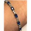 Image 4 : Natural Kyanite and Aquamarine 14.80K Gemstone Tennis Bracelet set in .925 Silver with certificate v