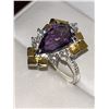 Image 2 : Natural Amethyst Pear Cut 8.36 Carat Solitaire Ring .925 Silver with certificate value $1100.00