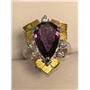 Image 3 : Natural Amethyst Pear Cut 8.36 Carat Solitaire Ring .925 Silver with certificate value $1100.00
