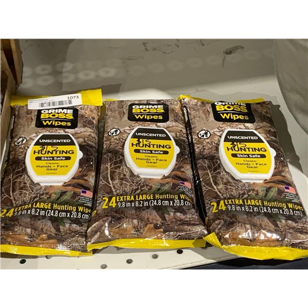 Grime boss unscented cleaning wipes, ideal for hunting 3x24 wipes
