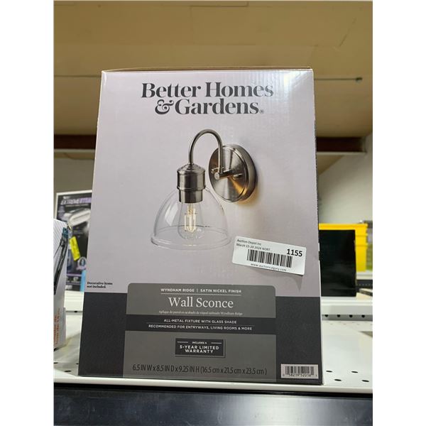 Better homes & gardens satin nickel wall sconce light fixture