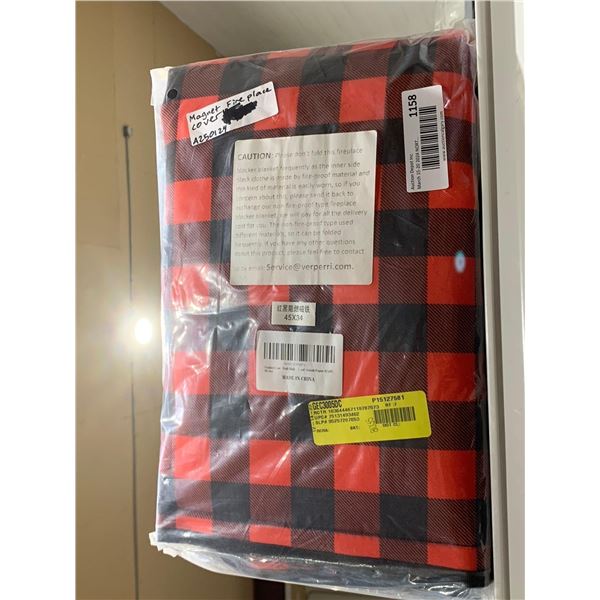 Red plaid fireplace cover 45"x34"