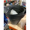 Image 1 : Combo lot of 18" black plastic planter, industrial funnel and flowerbed edging
