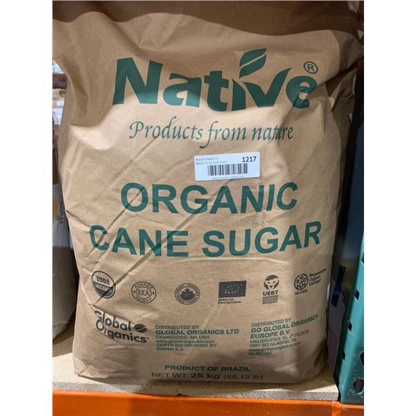 Native Organic Cane Sugar 25kg