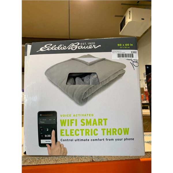 Eddie Bauer Voice Activated WiFi Smart Electric Throw 50"x60"