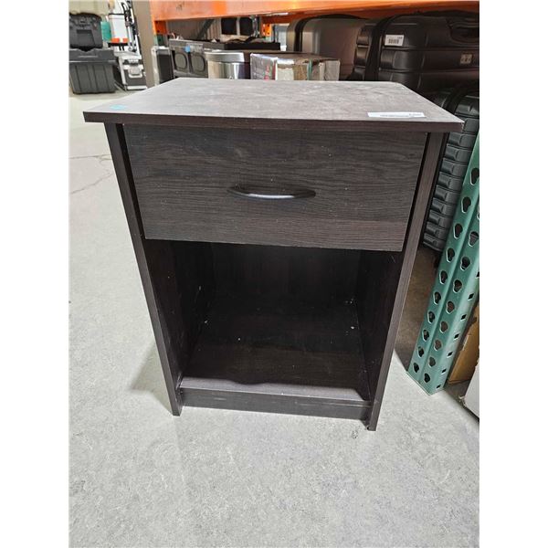 Dark Wood Veneer Finish Single Drawer Bedside Table