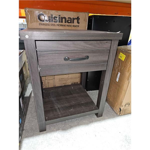 Dark Wood Veneer Finish Single Drawer Bedside Table