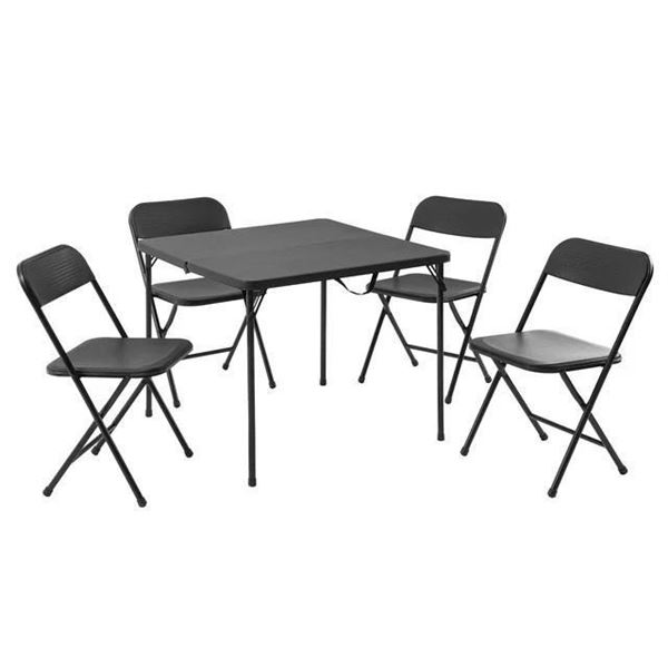 Mainstays 5 Piece Resin Card Folding Table and Four Folding Chairs Set, Black