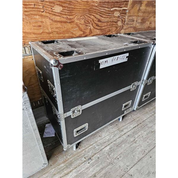 Black Faux Leather & Metal Roadie Case on Wheels with Divided Inner For Storage   42x22x42"