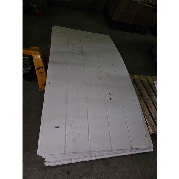 Lot of 9 Sheets of White Wood Paneling 4'x8'