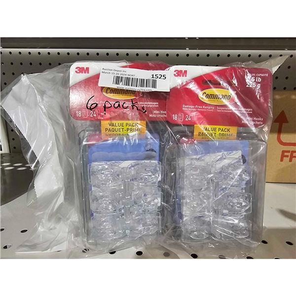 3M Command Hooks 6x 18 Packs