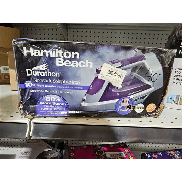 Hamilton Beach Durathon Non Stick Soleplate Iron