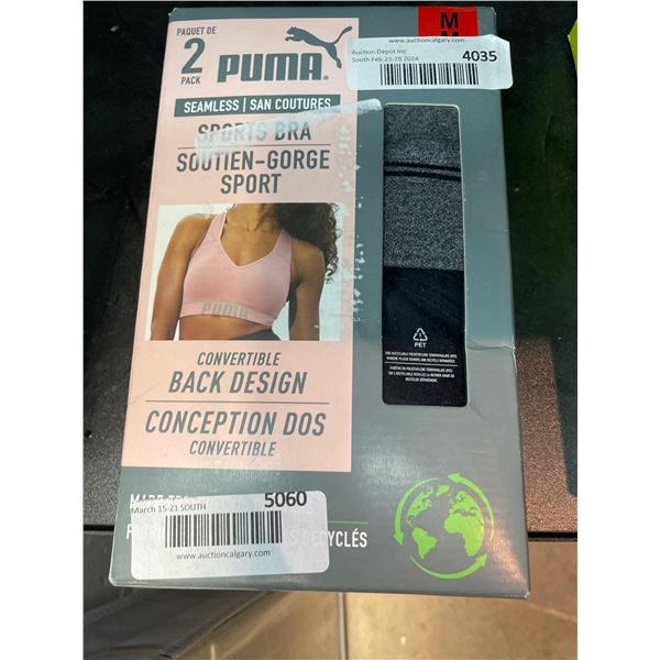 Puma womens seamless sports bra, size medium pack of 2