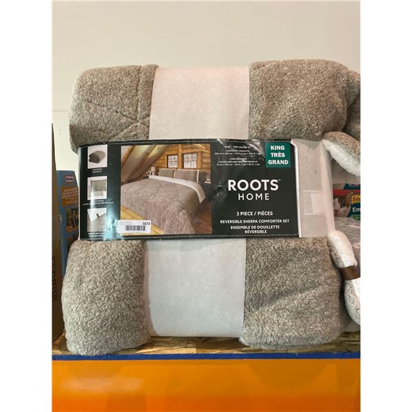 ROOTS home 3 piece reversable sherpa comforter set king size
