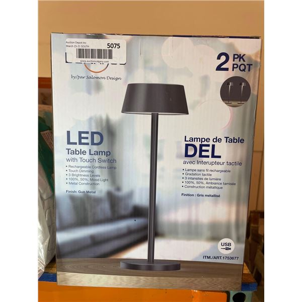 LED table lamp with touch switch, pack of 2