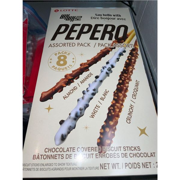 Pepero assorted pack of chocolate covered biscuit sticks, lot of 2 boxes