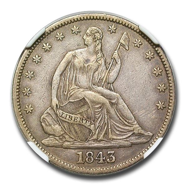 1843 Liberty Seated Half Dollar XF-45 NGC