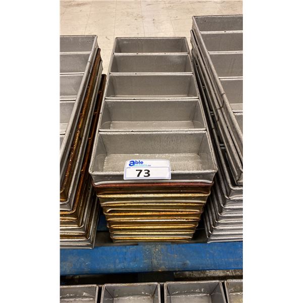 STACK OF STAINLESS STEEL COMMERCIAL 5 SECTION BREAD PANS - APPROX. 9