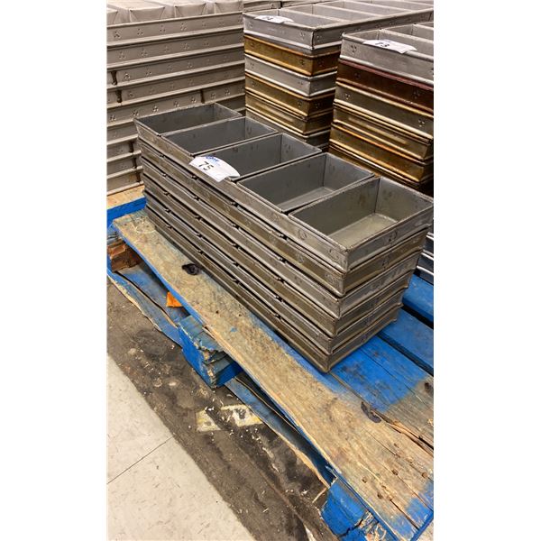 STACK OF STAINLESS STEEL COMMERCIAL 5 SECTION BREAD PANS - APPROX. 6