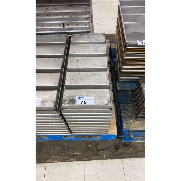 STACK OF STAINLESS STEEL COMMERCIAL 5 SECTION BREAD PANS - APPROX. 9