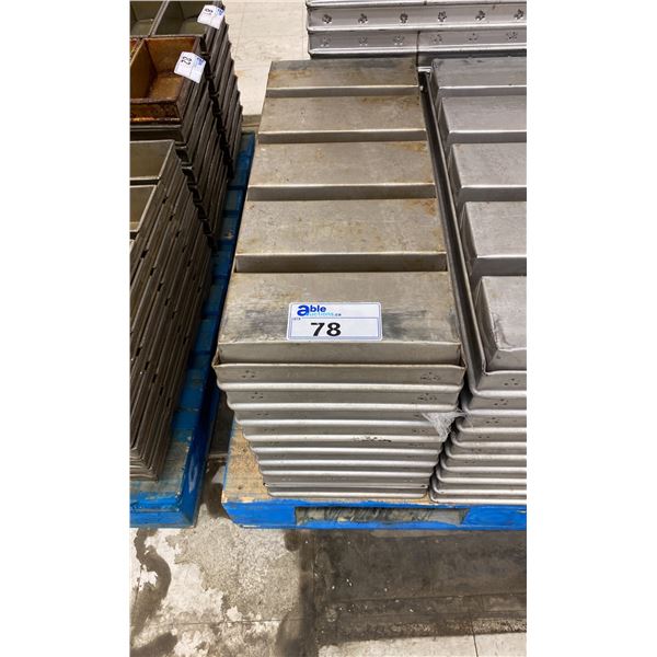 STACK OF STAINLESS STEEL COMMERCIAL 5 SECTION BREAD PANS - APPROX. 9