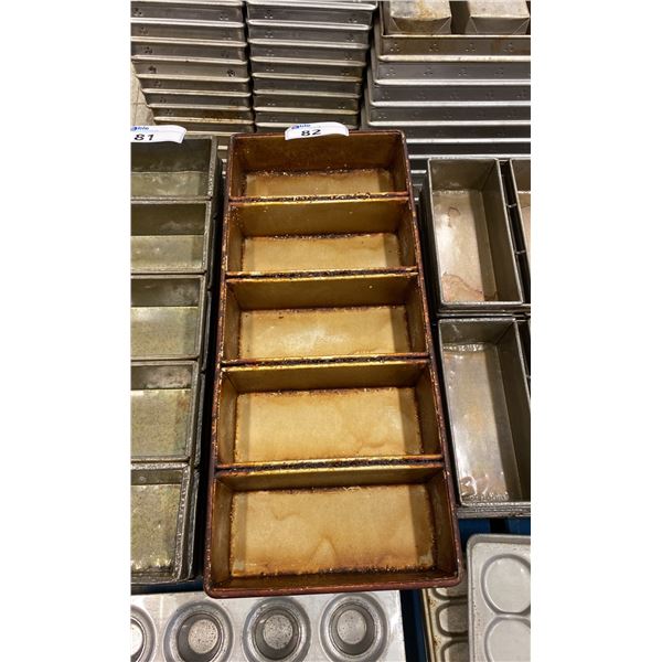 STACK OF STAINLESS STEEL COMMERCIAL 5 SECTION BREAD PANS - APPROX. 8