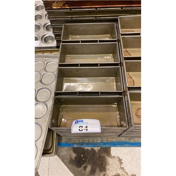 STACK OF STAINLESS STEEL COMMERCIAL 4 SECTION BREAD PANS - APPROX. 8