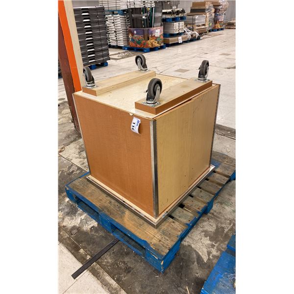 2 DOOR BEACH WOOD COMMERCIAL MOBILE DISPLAY STAND