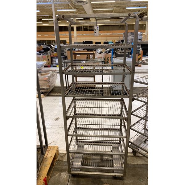 7 TIER STEEL MOBILE COMMERCIAL MESH DECK PRODUCT RACK