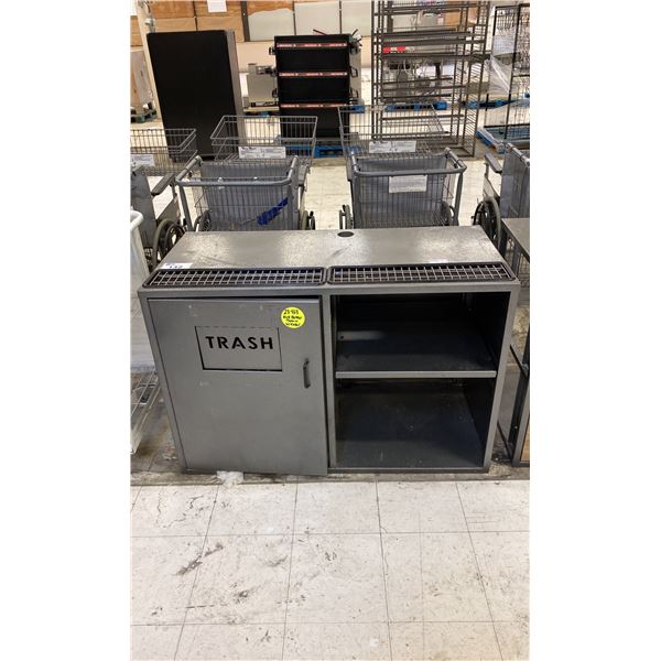 METAL COMMERCIAL SINGLE DOOR 2 SHELF WASTE RECEPTACLE/ EQUIPMENT STAND