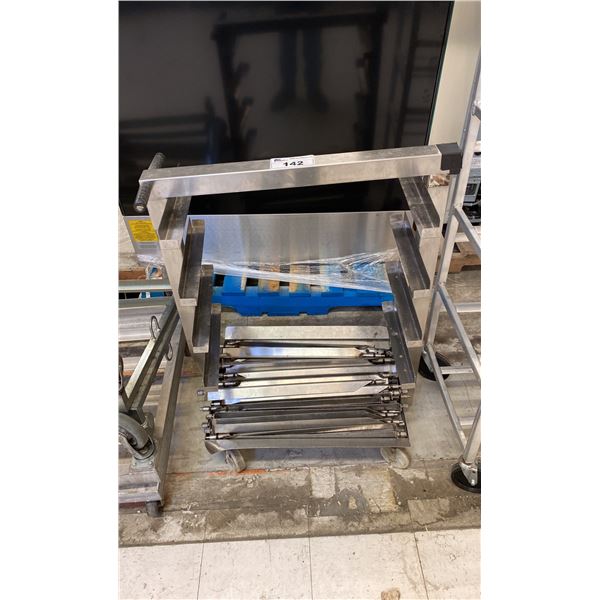 STAINLESS STEEL COMMERCIAL 4 TIER MOBILE ROTISSERIE RACK WITH SKEWERS