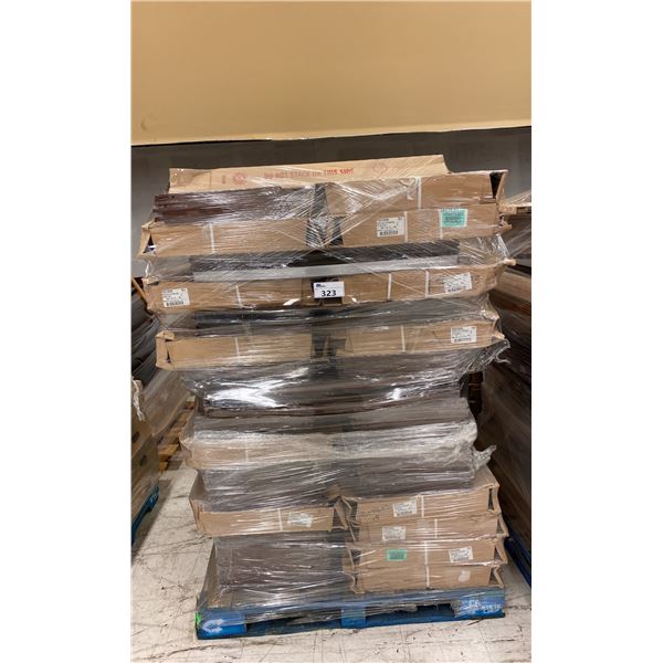 PALLET OF BROWN METAL 3 X 16 GONDOLA RADIUS ROUND OUTWARD END SHELVING