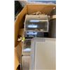 Image 2 : PALLET OF ASSORTED SIZE PLASTIC COMMERCIAL GRAVITY FED BULK BINS & A GROCERY BAG HOLDER